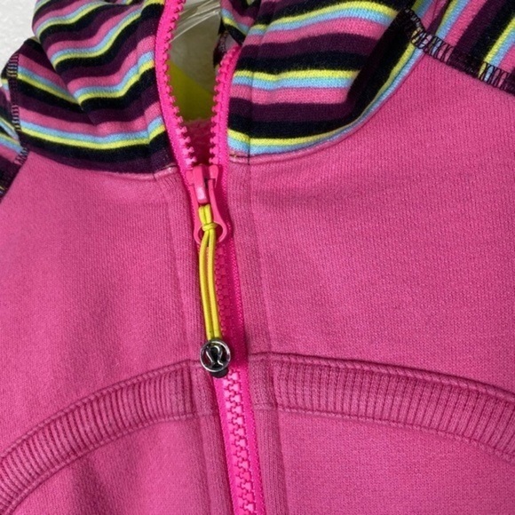 Lululemon Scuba Afterglow Split Pea Striped Sleeve Full Zip Hoodie Jacket - Picture 7 of 9